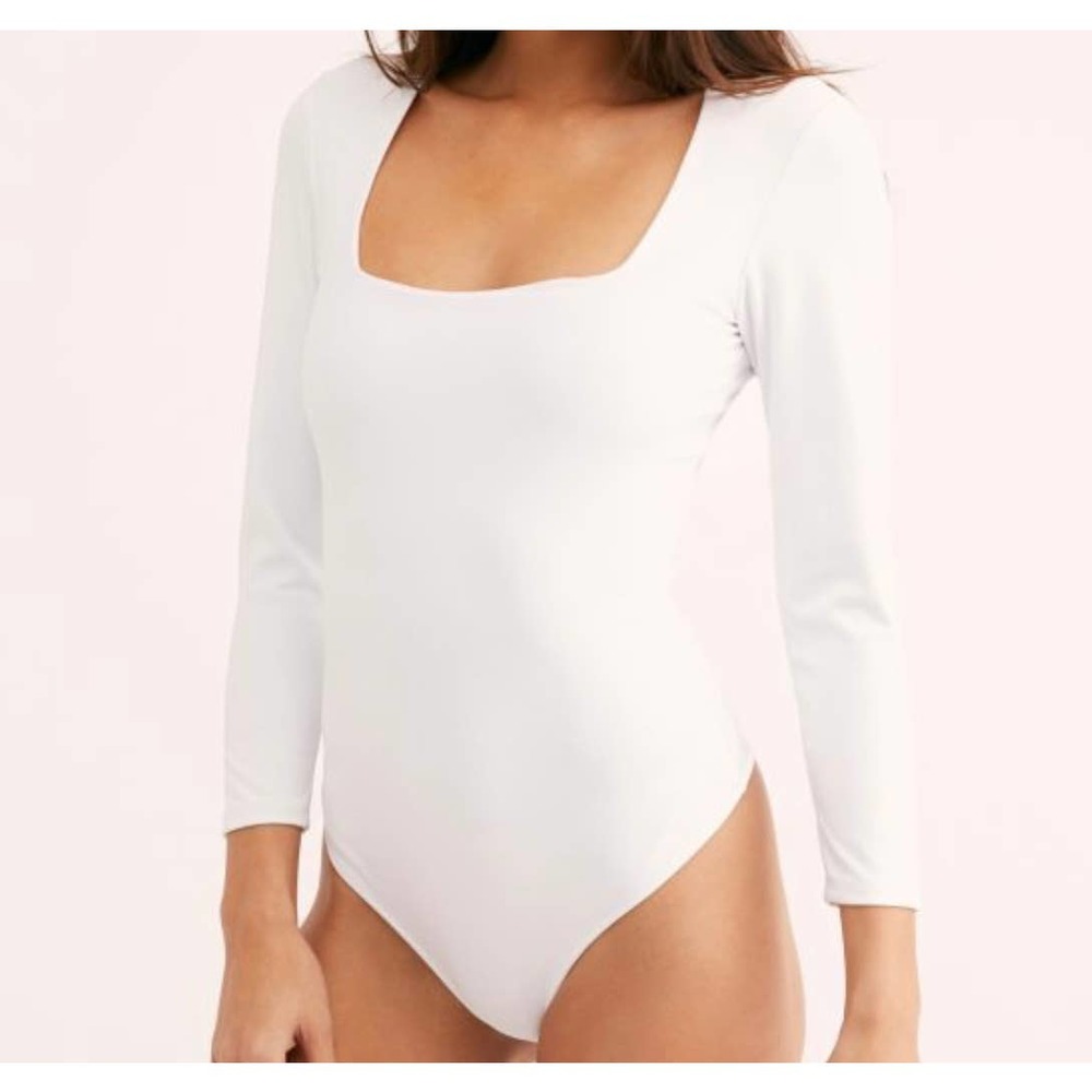 NWT Free People Truth or Square Bodysuit White Womens Size M